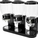 QWORK Triple Dry Food Dispenser - 2L Capacity Each, Easy Twist Mechanism, for Dry Food like Cereal, Rice, Candy, Nuts, Pet Food