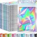 JETMORE 300 Pcs Mylar Bags, Smell Proof Bags Foil Pouch, Holographic Resealable Bags for Small Business, Candy Sample Jewelry Bag Sealable Packaging for Party Favor Food Storage (2.4x3.9in)