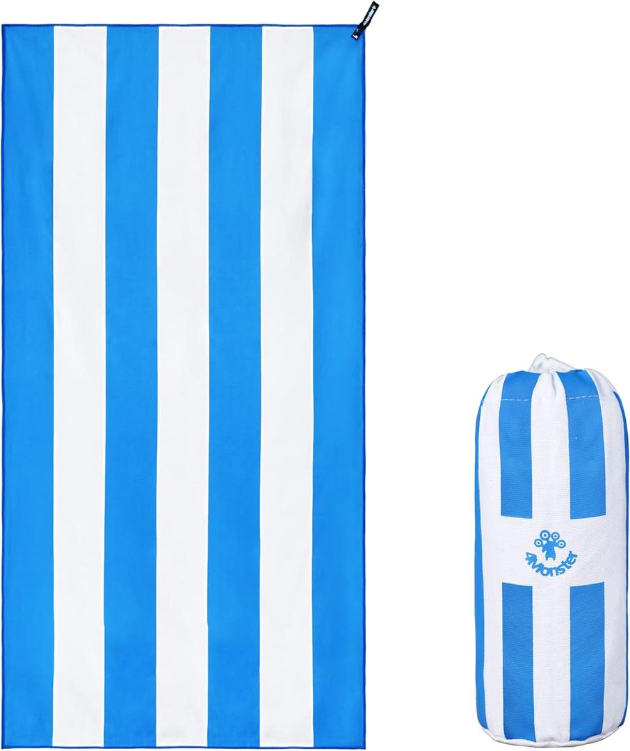 4Monster Microfiber Beach Towel Quick Dry,Super Absorbent Lightweight Travel Towel for Swimmers, Sand Free Camping Towel, Beach Towels for Pool,Swim,Water Sports,Yoga (78.00" x 35.00", 31 Classic- Blue)
