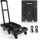 SOLEJAZZ Folding Hand Truck Portable Dolly Cart with Wheels Foldable 500LB Heavy Duty Luggage Cart Collapsible Hand Cart Moving Dolly for Airport Travel Furniture Luggage Office Moving, Black
