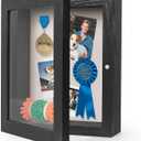 HOUSE DAY Shadow Box Frame 8x10, Front Open Magnetic Shadow Boxes Display Cases with Linen Back, Pins, for Photos or 3D Itmes Under 6x8, Tabletop or Wall Mount Display Case for Memorabilia, Black