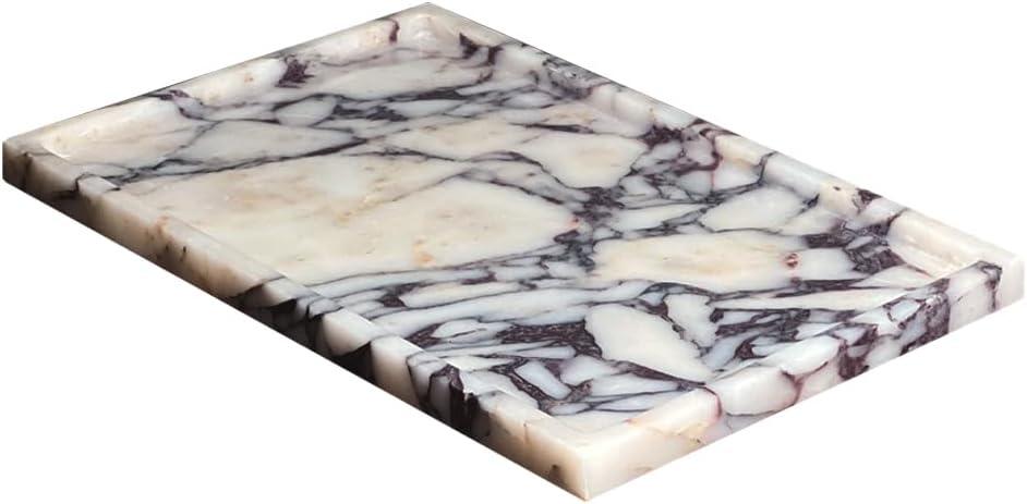 Real Luxurious Natural Marble Vanity Tray Genuine Marble/Stone Storage Tray for Home Decor Bathroom/Kitchen/Vanity/Dresser Non-Resin/Non-Ceramic