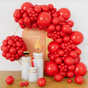 134Pcs Red Balloons Different Sizes 5 10 12 18 Inch Red Balloon Garland Arch Kit, Latex Balloons for Birthday Wedding Baby Shower Party Decorations.