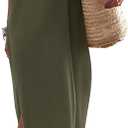Yousify Women's Summer Maxi Dress T-Shirt Cap Sleeve Crewneck Casual Loose Slit Side Long Beach Vacation Dresses (08-army Green)
