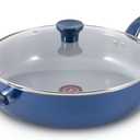 Easy Care Ceramic Non-Stick, 5 Quart Jumbo Cooker With Lid, Blue, Thermo-Spot Technology, Effortless Cooking And Easy Cleanup, Ceramic Nonstick Interior