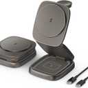 Charging Station for Apple Multiple Devices - for 15W Mag-Safe Fast Charging All-Aluminum Foldable Magnetic Wireless Charger Dock for iPhone 17 16 15 14 13 12 & iWatch & Airpods (30W Adapter)