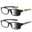 SUNAMOY Wide Reading Glasses For Men Blue Light Blocking Computer Readers Stylish Designer Sport Cheater Large Head Frame Nice Black Photochromic Tinted Dark Transition Eyeglasses 2 Packs
