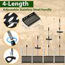 2 in 1 Chicken Poop Scooper & Rake, 12" Chicken Coop Scooper With Ergonomic Grip, Durable Chicken Scooper for Poop With 4 Length Adjustable Stainless Steel Handle(24 to 67") Litter Sifting Shovel