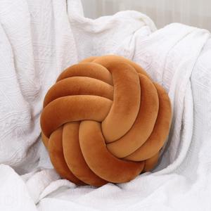 Petrella Knot Pillows Ball Round Throw Pillows Home Decor Cushion Decorative Aesthetic Throw Pillows Caramel 8inch