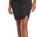 Hybrid & Company Women's Pencil Skirt Premium Ponte Basic Solid Stretch Above Knee Side Slit, 1X