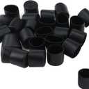 Antrader 32pcs Round Shape PVC Rubber Covers Furniture Foot Table Chair Leg End Cap Cover Tip Protectors Black,1-Inches