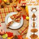 Tegeme Set of 12 Fall Gingham Cloth Napkins 18 x 18 Inches Checkered Plaid Dinner Napkins Washable Polyester Fiber Stain Resistant for Autumn Harvest Thanksgiving