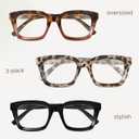 miyya 1.0 Stylish Reading Glasses for Women, Cheaters Eyeglasses, Oversized Blue Light Readers, Fashion Eye Glasses