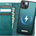 Wallet Case for Samsung Galaxy S25 Compatible with Magsafe, 2-in-1 PU Leather Flip RFID Blocking Card Holder Stand Shockproof Magnetic Detachable Cover for Galaxy S25 Case 6.2", Bluegreen
