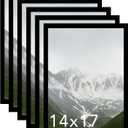 14x17 Picture Frame Black for Wall Mounting Set of 6, Horizontal and Vertical Formats for Wall Hanging, Wood 14x17 Frame, Black, 6 Pack