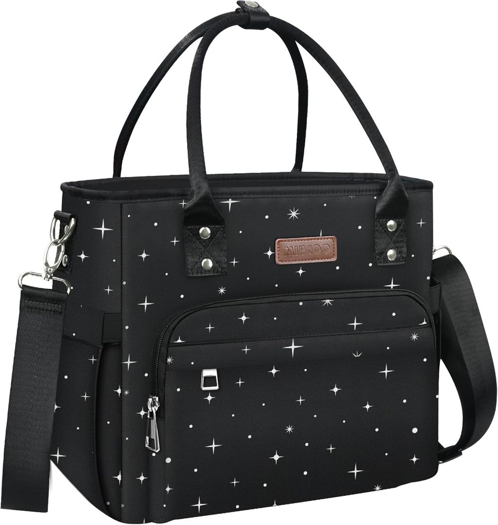 MIYCOO Lunch Bag Lunch Box Women - Leakproof Insulated Lunch Cooler Bag for Women - Large Lunch Tote Bags Adults, Black Starry Sky