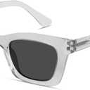 livho Trendy Polarized Sunglasses Women, Retro Sun Glasses for Women 2025, Cute Sunglasses for Woman, UV Protection Shades (Transparent Grey/Black)