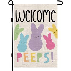 Welcome Easter Garden Flag Double Sided Vertical 1218 Inch Bunny Banners Spring Yard Outdoor Farmhouse Decoration DF019