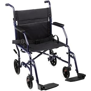 Carex Transport Wheelchair With 19 inch Seat, Folding Transport Chair with Foot Rests, Foldable Lightweight Wheelchair Foldable for Storage and Travel