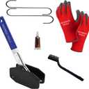 Brake Piston compressor Tool, Gloves, 2 Hooks, Disc Lube, Wire Brush. 5 in 1 Professional Brake Caliper Compression Tool Kit Ratcheting Brake Caliper Tool for Single/Twin/Quad Brake pad spreader tool