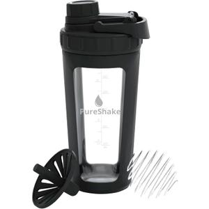 Paddi Glass Shaker Bottle for Protein - Odorless, BPA Free, Leak-Proof - 20 OZ | Graduated Ideal Fitness, Milkshake and Smoothies