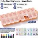 Foldable Weekly Pill Organizer 2 Times a Day with 2 Extra Compartments - Etched Labels - Portable 7 Day AM PM Medicine Box, Week Daily Travel Pill Case Holder Dispenser for Vitamin, Supplement - Pink