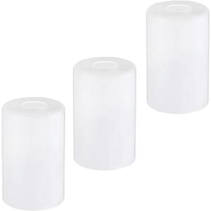 3 Pack White Frosted Glass Shade Covers, Cylinder Glass Lamp Shade Replacements for Light Fixtures, 1-5/8 Inch Fitter Globes Lampshades for Chandelier Wall Sconces Pendant Lights Bath Vanity Lights