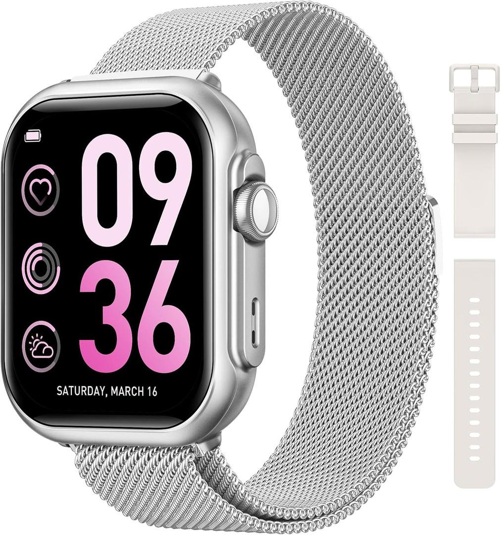 Fitness Smart Watch for Women Men: Smartwatch with SpO2 Blood Oxygen/Heart Rate Monitor, Sleep Tracking, Bluetooth Calls for iPhone Android, 120+ Sports Modes, IP68, 2 Bands 30-Day Battery Life