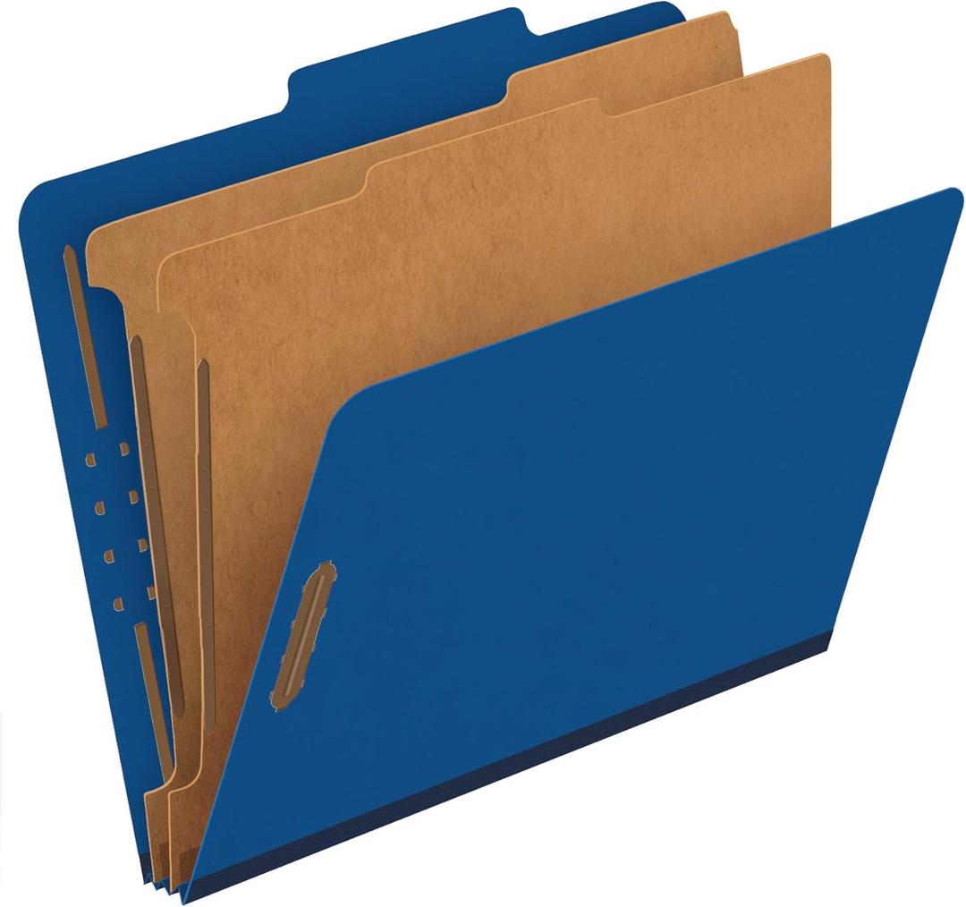 Pendaflex Classification Folders, 2 Dividers, 2" Fasteners, Letter, Dark Blue, 10/Box (24132P) (Specialty)