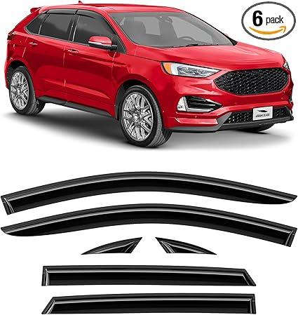 Voron Glass Tape-on Extra Durable Rain Guards for Ford Edge 2015-2025, Window Deflectors, Vent Window Visors, 6 Pieces - 100443