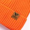 Vgogfly Lined Men Beanie Slouchy Knit Skull Cap Warm Stocking Hats Guys Women Striped Winter Beanie Hat (Bright Orange)