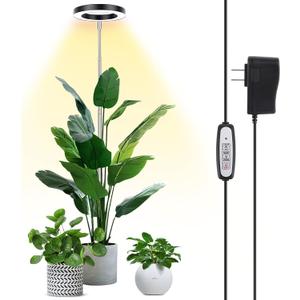LBW Plant Grow Light, 72 LEDs Full Spectrum Grow Lamp for Indoor Plants, Brightness Adjustable Plant Light with Auto 4/8/12H Timer, 10.4-59 Height Adjustable, Ideal for Large Tall Plants, Black