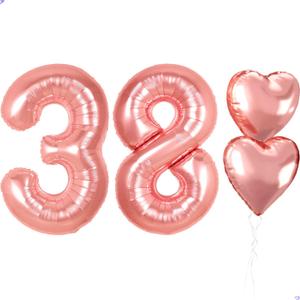 40 inch Rose Gold Birthday Balloons for Women, Number 38 83 Balloon Happy Birthday Decorations for Women Rose Gold Woman 38th 83th Birthay Party Decorations Balloon for Her Hotel Room Wall Decor