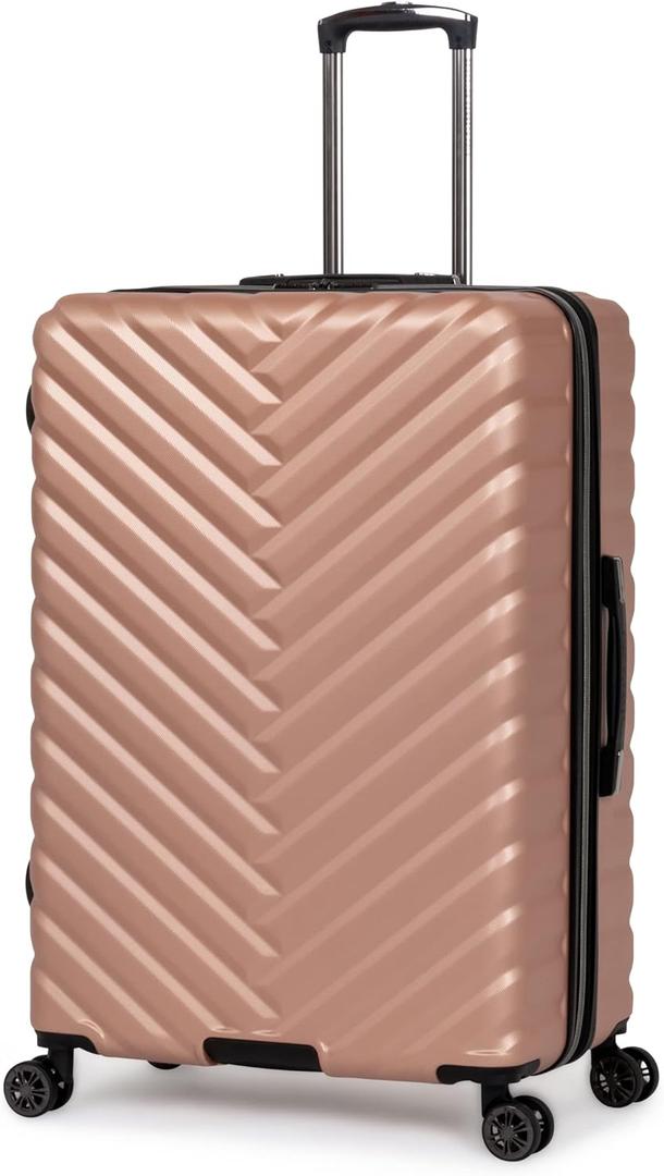 Kenneth Cole REACTION Madison Square Lightweight Hardside Chevron Expandable Spinner Luggage, Rose Gold, 20-Inch Carry On