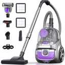 Canister Vacuum, Upgraded 1600W Bagless Canister Vacuum Cleaner, Auto Cord Rewind, H13 HEPA Filter, 4Qt Large Capacity, 5 Tools for Hard Floors, Carpet, Pet, Upholstery, Tiles, Tangerine