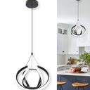 CANEOE Modern Led Pendant Light Fixtures, 5500K Black Pendant Lighting for Kitchen Island, Adjustable Height Hanging Light Fixtures for Dining Room Bedroom Living Room Foyer, 1 Pack