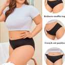 FINETOO Womens Underwear Cotton Cheeky Bikini Mid Rise Stretch Ladies Panties Soft Breathable Underwear Women Pack 5 (Black, L)