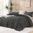 Andency Dark Grey Oversized King Comforter 120''x98'', 3 Pieces Dark Gray Soft Boho Bedding Set & Collections, Farmhouse Tufted Fluffy Shabby Chic Bed Set for All Seasons (1 Comforter, 2 Pillowcases)