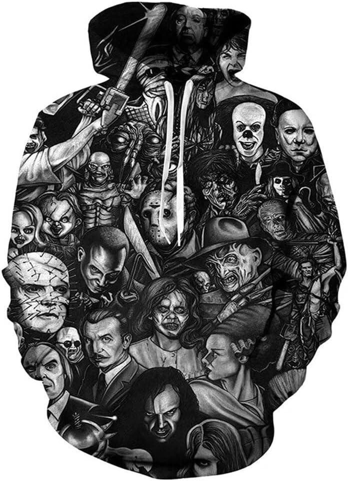 CHLOBLOM Horror Movie Cosplay Hoodie Scary Costume Novelty Jacket Sweatshirt (XX-Large, Color 3)