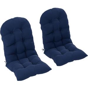Outsunny Outdoor Adirondack Chair Cushions Set of 2, Tufted High Back Patio Chair Cushions with Ties, Non-Slip Replacement Seat Pads for Adirondack Chairs, Navy Blue