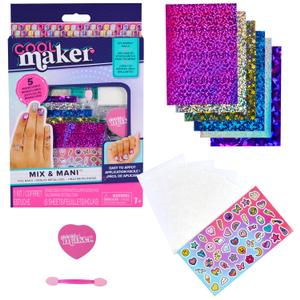 Cool Maker, Mix & Mani Foil Nail Kit with 6 Sheets & Stickers for 5 DIY Manicures, Arts and Crafts Kids Toys for Ages 7 and up