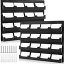 Geelin 2 Pcs Business Card Holder Wall Mount 16 Pocket Black Acrylic Business Card Display Holder with Hanging Hardware Vertical Sticker Display Rack Organizing Stand for Office Home(Horizontal)