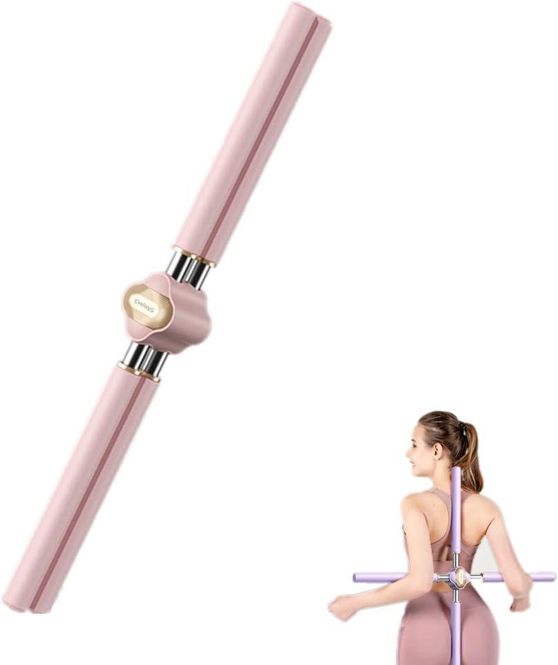 Yoga Sticks Stretching Tools,Open Back Artifact,Back Straightener Posture Corrector for Adult and Child Relieve Back,Neck Pain (Pink)