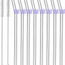 8 Pcs Reusable Glass Straws with Cleaning Brushes Pink Bow Glass Straws Shatter Resistant Straw Coquette Party Decor Bow Party Pretty Bachelorette Decor Bridal Engagement Drinkware (Purple)