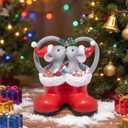 Hodao Christmas Mouse Figurines in Red Santa Shoe  Cute Holiday Couple with Gifts & Ornaments, Festive Home Table Shelf, Entryway, Mantel Decoration (Red)
