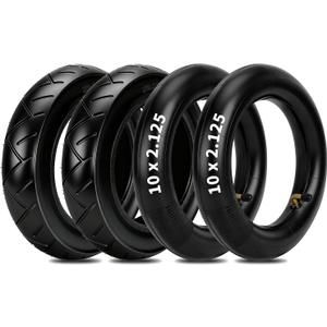 HIAORS 10x2.125 Scooter Tire and Inner Tube Replacement for Segway D40X F20 F25 F30 F40 E-Scooter, 10 inch Electric Scooter Tires for Gotrax G4 GXL V2 Kickscooter Tricycle with Bent Valve Stem(2 Pack)