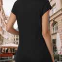 2 x YOGINGO Short Sleeve Shirts for Women Crew Neck Tee - Fashion Summer Spring Cap Sleeve Tops for Women (Black)
