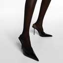 THESHY Women's Pointed Toe High Stiletto Heels Slingback Stretch Slip-on Pumps Backless Patent Leather Fashion Dress Shoes for Women, Black, Size 10