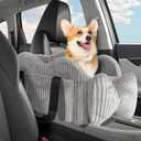 Center Console Dog Car Seat for Small Dogs, Pet Puppy Car Seats with Soft Cushion Safety Belt, Washable Cat Carseats, Pet Bed for Cars, Dog Booster Cars Seats for Dogs Small 5-15 lbs(Grey)