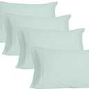 YIYEA Pillow Cases Standard Size Set of 4, Ultra Soft 1800TC Hotel Quality Double Brushed Microfiber Embroidered Pillowcases, Envelope Closure, Fade Resistant (20"x26", Aqua) (26" x 20" (Pack of 4))